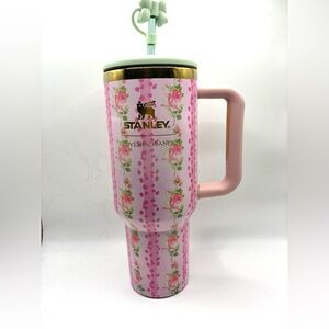 Stanley Pink Floral Travel Tumbler with Handle love shack fancy